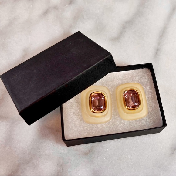 Givenchy Couture Lucite & Amethyst Crystal Clip-On Earrings - Picture 4 of 9